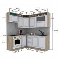 Bucatarie de Colt LEEA ART CORNER FRONT MDF PORTAL 160-180 ST. K002 / decor 200